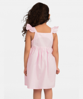 Pink Flared Dress With Chest Bow
