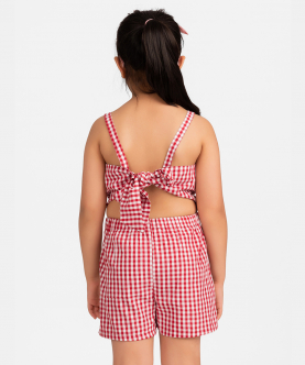 Red Check Cotton Playsuit