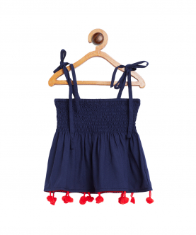 Flared Top With Pom Poms