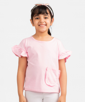Pink Ruffle Sleeve T-Shirt