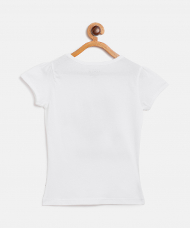 White Be Stylish Print T-Shirt With Puffled Sleeves