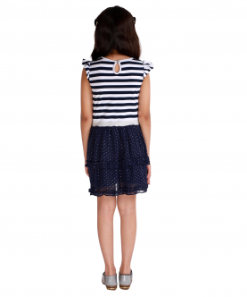 Stripe Top Dress With Silver Dot Skirt
