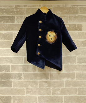 Dark Blue Embroidered Coat