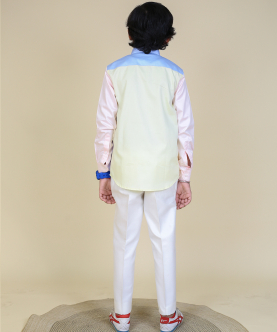 Colour Block Shirt With Pastel With Off White Pants