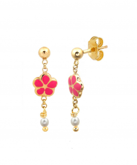 Flower And Pearl Dangling Earrings