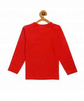 Red Full Sleeves Train Cotton T-Shirt