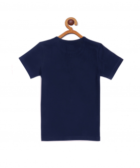 Navy Half Sleeves Space Cotton T-Shirt