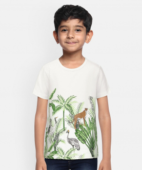 Kids Jungle Print Half Sleeves Cotton T-Shirt