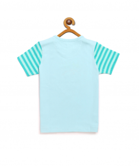 Blue Half Sleeves Cotton T-Shirt