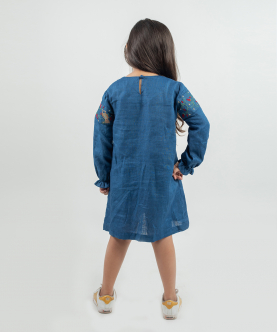 Linen Dress With Embroiderey Patch 