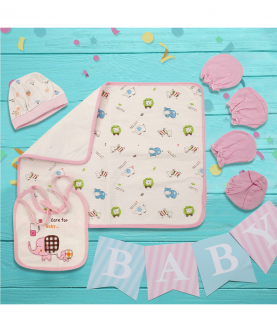 Baby Moo Elephant Pink 5 Piece Gift Set