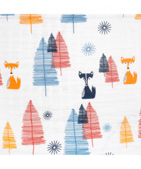 Baby Moo Fox In The Woods Blue Muslin Swaddle