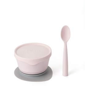 Miniware First Bite Suction Bowl With Spoon Feeding Set  Cotton Candy/Cotton Candy