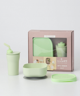 Miniware Sip & Snack- Suction Bowl with Sippy Cup Feeding Set  Key Lime/ Key Lime