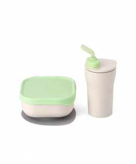 Miniware Sip & Snack- Suction Bowl with Sippy Cup Feeding Set  Vanilla/Lime