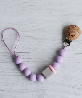 Silicone Pacifinder Beads Teether With Clip Holder - Lavender