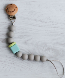 Silicone Pacifinder Beads Teether With Clip Holder - Grey