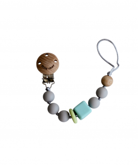Silicone Pacifinder Beads Teether With Clip Holder - Grey