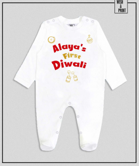 Personalised First Diwali Red Text Romper