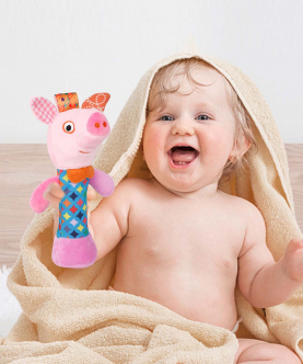 Baby Moo Mr. Piggy Pink Handheld Rattle Toy