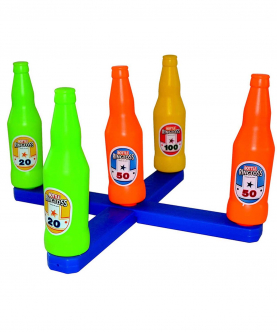 Ring Toss Bottle Shape Game|5 Bottles, 6 Rings ,a 2-Piece Stand with Marked Scores.For Boys & Girls