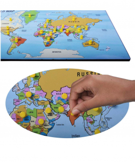 World Map Puzzle for Kids | Wooden World Jigsaw Puzzle for Kids | Educational Learning Block Toys for Kids, Toddler, Preschoolers (World MAP) (Made in India)