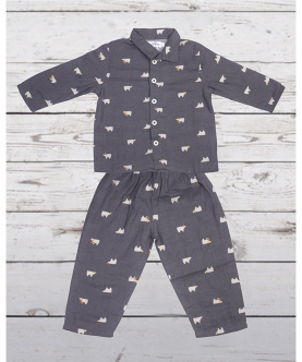 Bear Print Flannel Night Suit