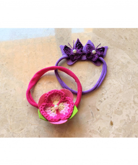 Pansy And Felt Butterfly Soft Hairband - Set Of 2 - Combo C