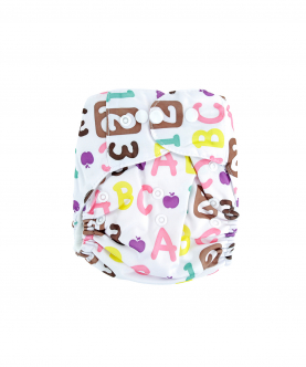 Alphabets & Numbers Pink Adjustable & Washable Diaper