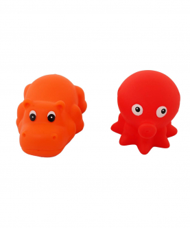 Baby Moo Lazy Hippo Orange And Red 2 Pk Bath Toy