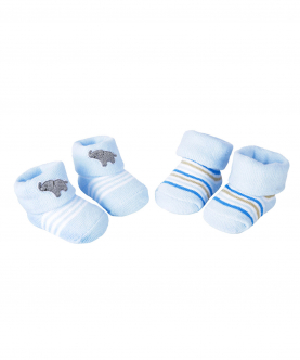 Elephant & Striped Blue 2 Pk Socks