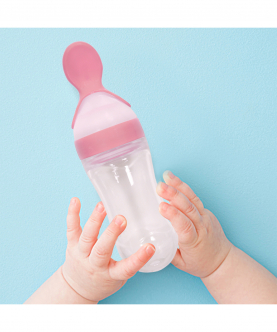 Baby Moo Pink 90 Ml Squeeze Bottle Feeder With Dispensing Spoon