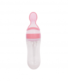 Baby Moo Pink 90 Ml Squeeze Bottle Feeder With Dispensing Spoon