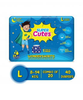 Wonder Shorts For Boys | Pant Style Premium Diaper With Disposable Shorts - L (40 Pieces)