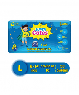 Wonder Shorts For Boys | Pant Style Premium Diaper With Disposable Shorts - L (50 Pieces)