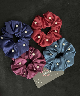 Satin Pearl Scrunchies-Set Of 4(Multi Color)