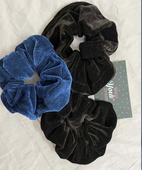 Plush Velvet-Set Of 3(Blue,Black)