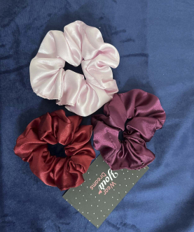 Satin Scrunchies-Set Of 3(Red,Pink)