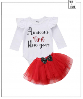 Personalised First New Year Romper And Tutu Skirt Set
