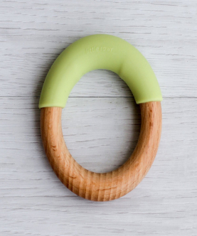 Wood + Silicone Simple Ring -Green
