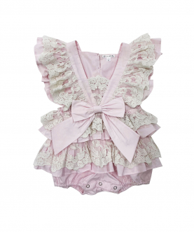 The Lacy Cotton Frill Romper (Pink)