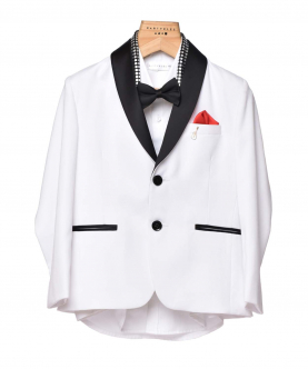 White Tux With Black Collar & Sequence Fabric Stall