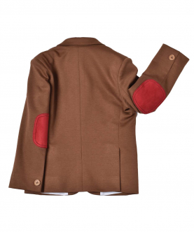 Bronze Blazer With Detailing On Pockets And Maroon Elbow Patch