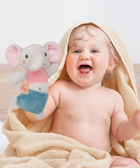 Baby Moo Dancing Elephant White Handheld Rattle Toy