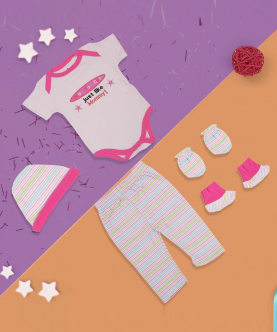 Baby Moo Way Too Cute Pink 5 Pcs Gift Set