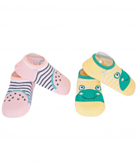 Baby Moo Watermelon And Frog Pink And Yellow 2 Pk Socks