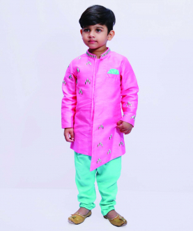 Pink Turquoise Embroidered Sherwani