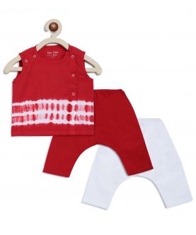 Tiber Taber Baby Boy Set Tie Dye Stripe-Red