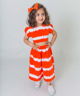 Tiber Taber Girls Top Set Stripe - Orange