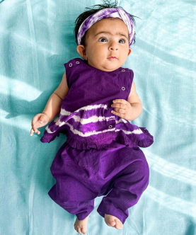 Tiber Taber Baby Girl Set Tie Dye Stripe-Purple